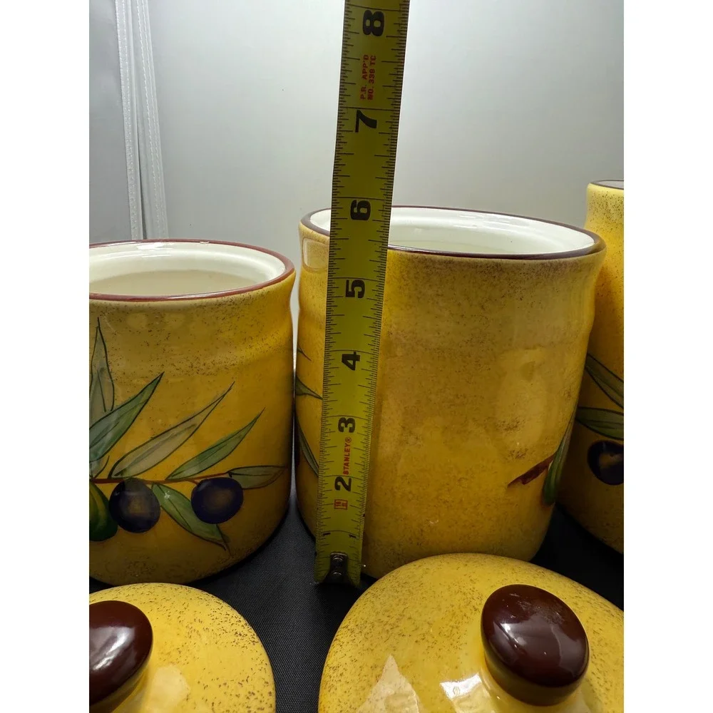 Vintage Italian Style Yellow Cookie Jars‎ Kitchen Storage Canisters Set of 3